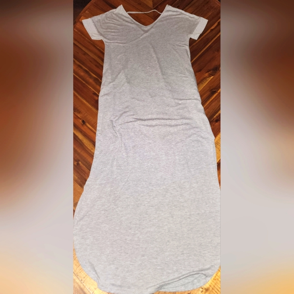 ** 2/$20 ** Buttery-Soft Gray Short Sleeve Maxi Dress